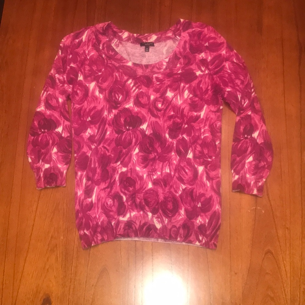 Talbots scoop neck light weight floral sweater